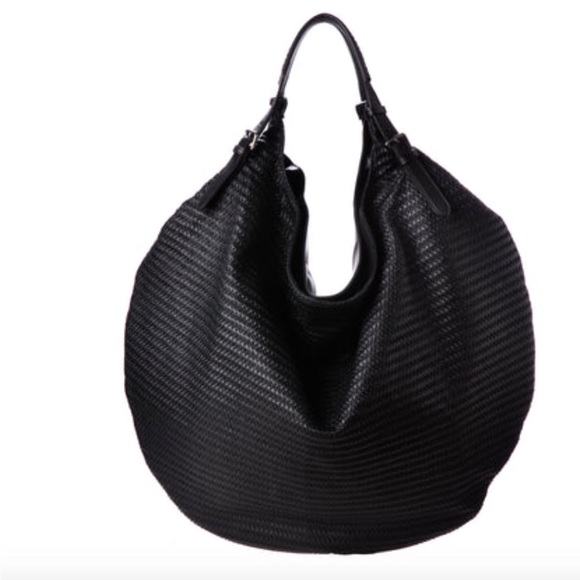 Gianni Segatta Ricamo Large Black Leather Hobo Weekender Tote Made in Italy - Picture 3 of 10